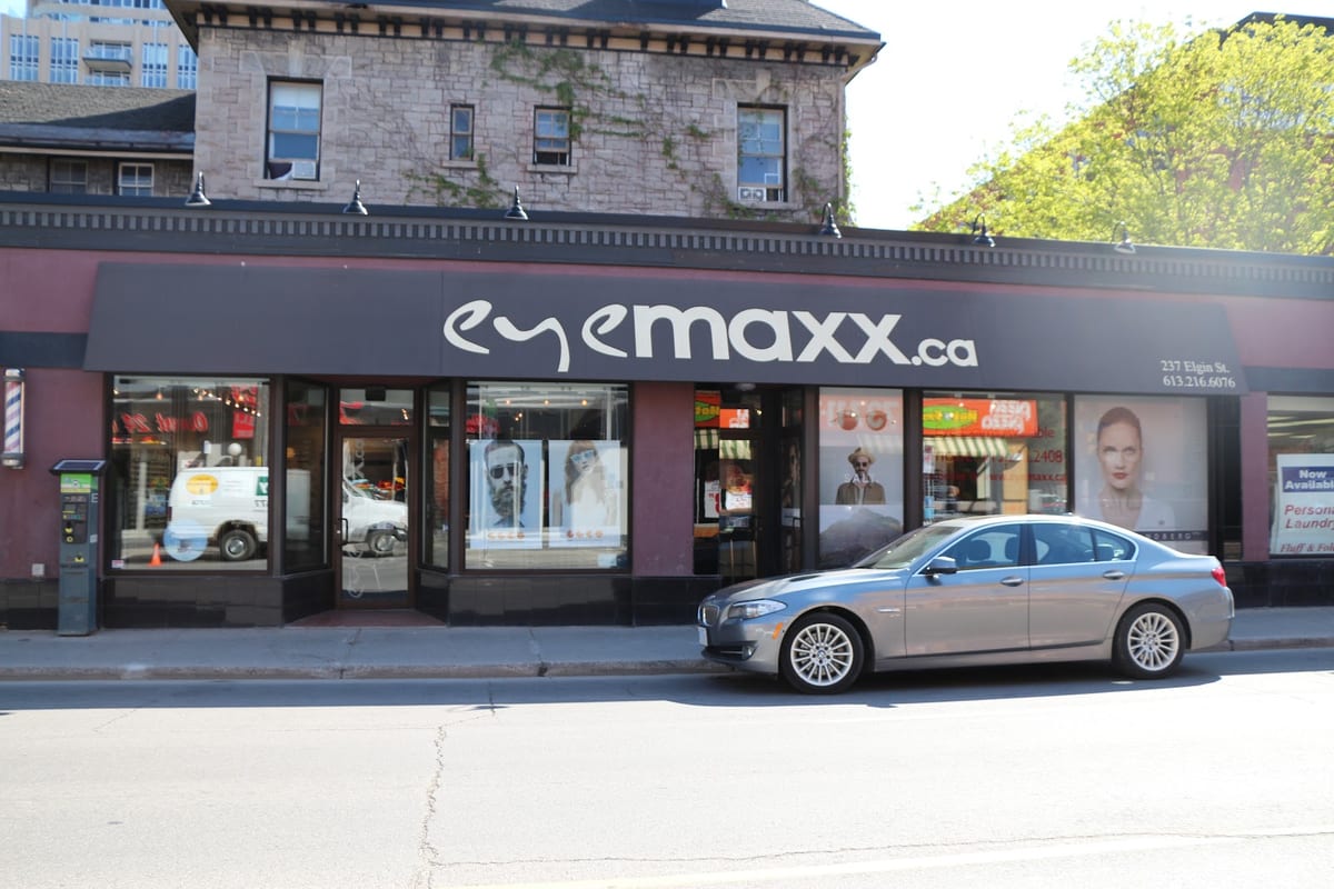 The Eyemaxx Optical Studio storefront at 237 Elgin Street in Ottawa